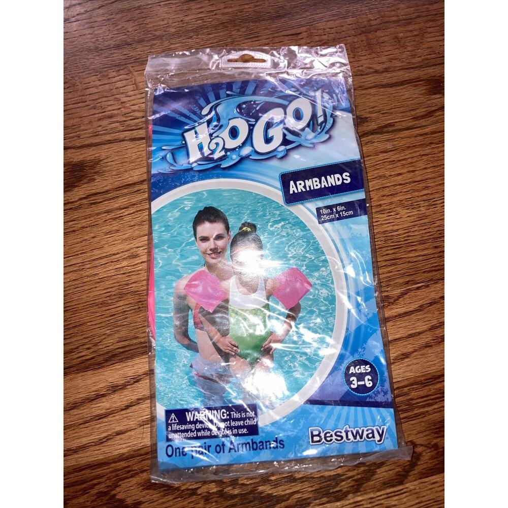 H2O GO! Inflatable Swim Arm Bands Pair. Ages 3-6. Pink. New in Package!